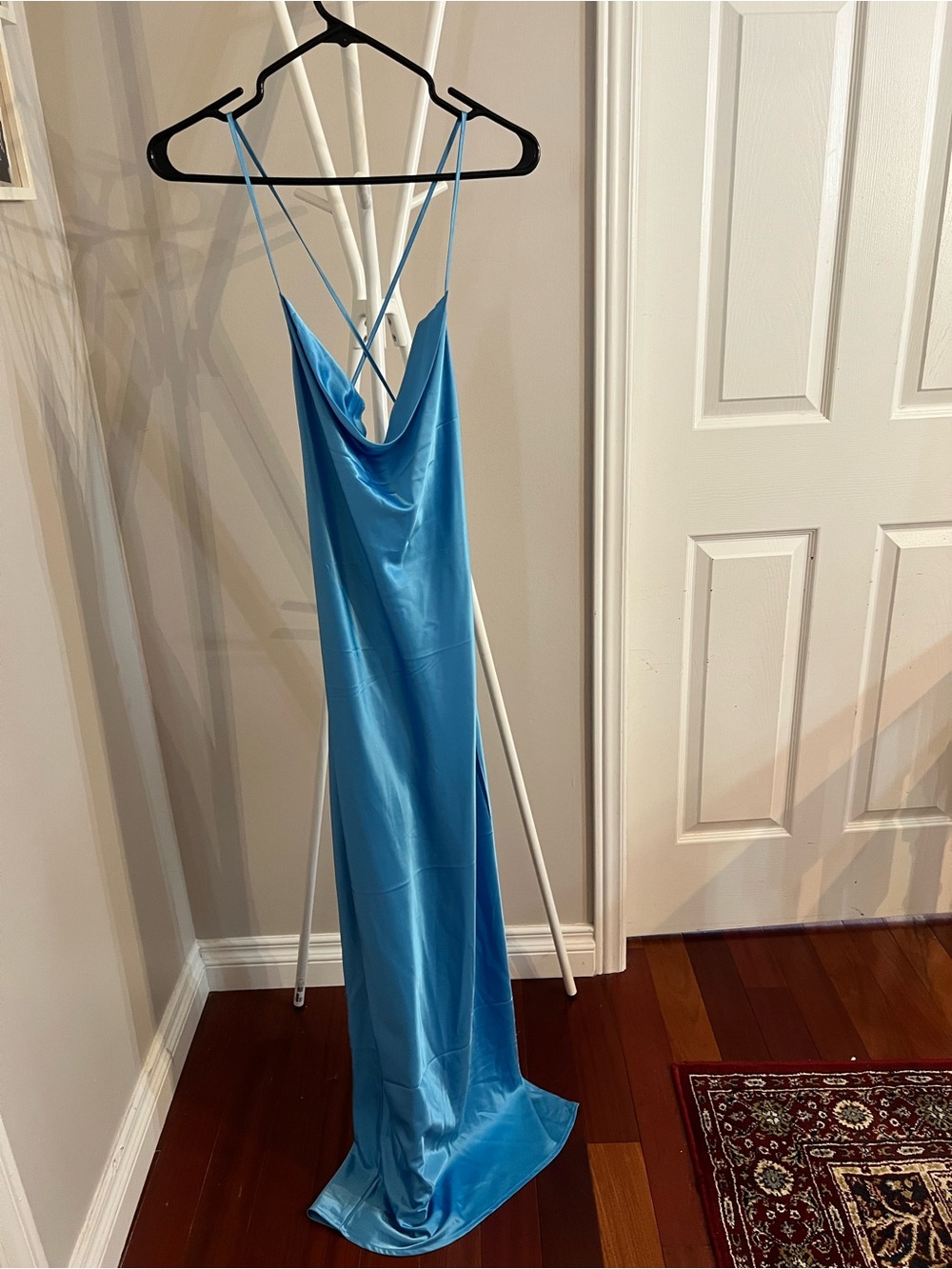 H&M Satin Slip Maxi Dress in Bright Blue